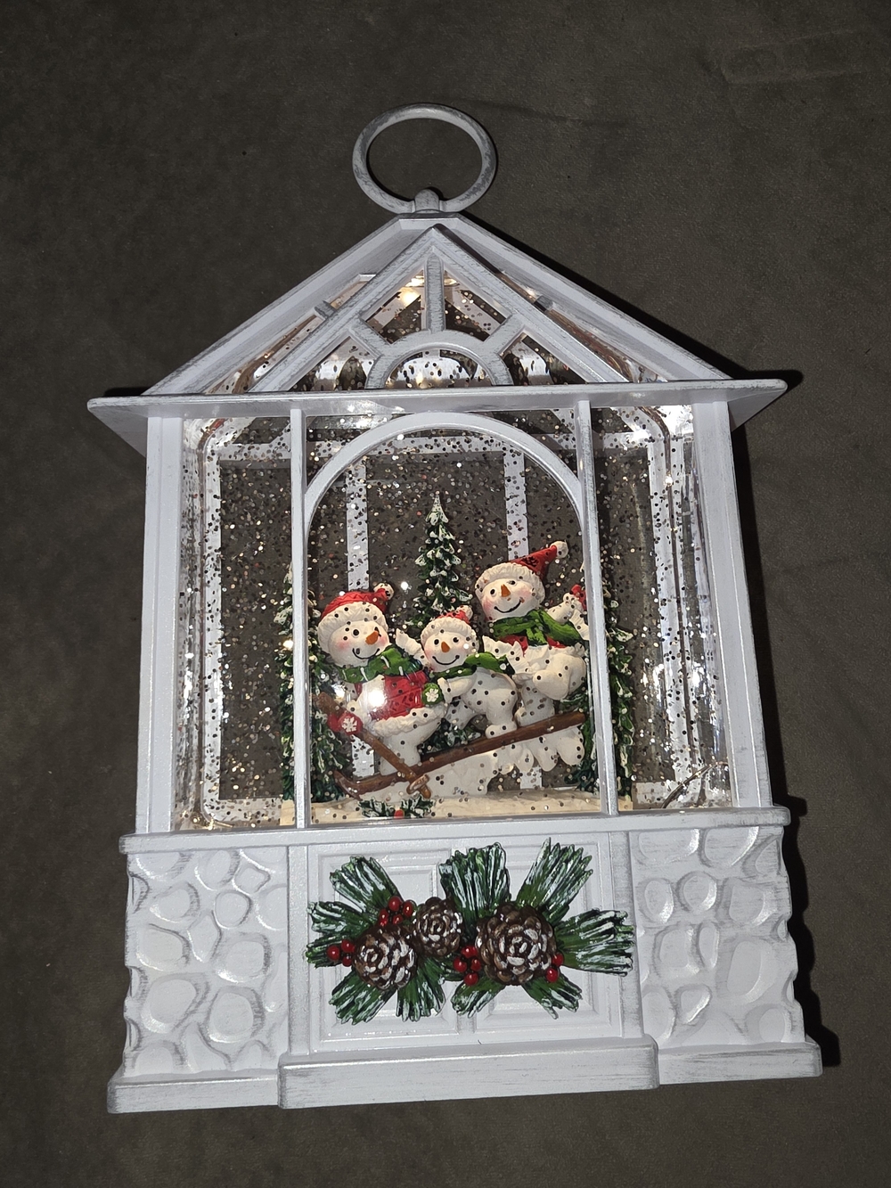Holiday Snowman Snowglobe Lantern Decoration